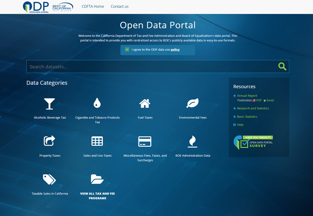 Screenshot #1: Data Portal Home Page